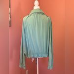 St. John blue buttery soft modern chic zip track suit jacket rhinestone detail L Photo 1