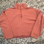Aerie  Women Small Sweatshirt 1/4 Zip Cropped Raw‎ Edge Long Sleeve Burnt Orange Photo 0