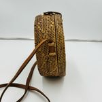 Street Level Vintage  Wicker Rattan Basket Weave Crossbody Handbag Round Photo 5