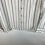 Cozy Earth‎ Pajama Top Women Large Soft Woven White Stripe Lounge Shirt Long Slv Photo 2