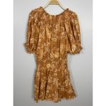 Sabo Skirt  Mini Dress Large Orange Floral Puff Sleeve Smocked Waist Boho‎ Summer Photo 5