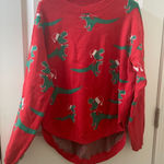Merokeety  T-REX DINOSAUR all over UGLY CHRISTMAS TUNIC SWEATER Women’s L Photo 0
