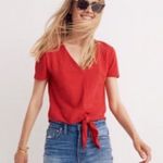 Madewell  Texture & Thread Red Tie Front Short Sleeve Tee Photo 0