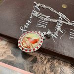 Vintage Cardinal Pendant Necklace Red Rhinestones Silver Tone 18” Photo 2