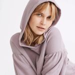 Madewell Pleat-Sleeve Shrunken Hoodie Sweatshirt Pressed Violet Small Photo 2