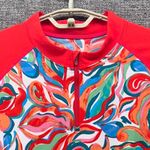 Coolibar Womens Rash Guard Size 3X Oversized Abstract Floral Colorful Swimwear Red Photo 2