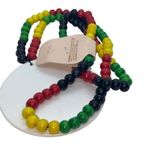 Handmade NWT Rasta Pot Leaf Weed Red Yellow Green Wooden Beaded Necklace Photo 6