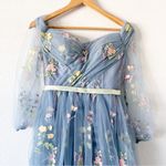 Unbranded Tulle Floral Embroidered Midi Gown Dress in Slate Blue Size 6 Photo 3