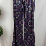 Band of Gypsies Blue Print Velvet Flair Wide Hem Pants S Photo 1