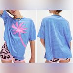 Free People NWT  Ragabond Striped Palm Applique Tee - electric blue combo - XS Photo 1
