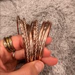 Elegant Rose Gold Bangles and Drop Earrings Set Pink Photo 2