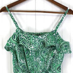 Tommy Hilfiger Womens S Paisley Ruffled Tank Top Green Blue Preppy Boho Feminine Photo 2