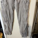 American Eagle  Khaki Linen Blend Pants Cargo drawstring waist sz 8L tall Photo 2