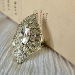 Double Halo Marquise Silver Mid Century Statement Ring “Salome” Glam Cocktail Jewelry Photo 0