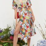 Celia B Nanna Floral Button Front Midi Dress Multicolor Womens Size XL Red Photo 0