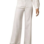 Anthropologie Maeve The Colette Beachy Linen Full-Length Wide-Leg Pants Cream Size 30 Photo 0