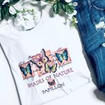 Shades of Nature Y2K butterfly screen print graphic cotton blend white tee White Size L Photo 3