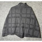 Eileen Fisher  Black Gray Square Print Poncho Sweater Cape Merino Wool - One Size Photo 3