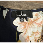 Lulus LULU’S Floral Navy Blue Stain Wrap Dress Adjustable Waist Sz Small, Love is Life Photo 7