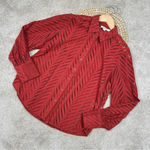 Chico's Chico’s Poplin Cutwork Shirt Button Front Longsleeve Lace in Rust Orange Size 6 Photo 3