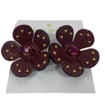 Kate Spade NEW  Leather 3D Floral Earrings Russet Red Photo 4