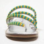 Free People  NIB Beatrice Beaded Flat Sandals / Platino Combo - 7.5 ($98) Photo 5