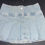 BDG Urban Outfitter Denim Pleated School Girl Jean Mini Skirt 3 Button Front M Photo 0