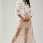 Anthropologie Sheer Beige Organza Maxi Length Skirt Size 8 Photo 0