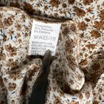 Floral Bohemian Midi Brown Blue Cream Long Sleeve Ruffled Neckline Sz 12 DresS Photo 8