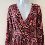 Anthropologie Maeve  Paisley Print Metallic Knit Belted A Line Dress Size Medium Photo 9
