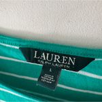 Lauren Ralph Lauren Green and White Stripe Short Sleeve Top Tie Detail Size L Photo 4