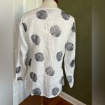 carole little  long sleeved black and white patterned linen top Size small Photo 1