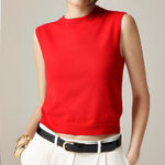 J.Crew  Featherweight cashmere-blend cropped sweater shell Red Arroyo Photo 0