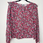 J.Crew Cotton-Blend Poplin Ruffle Floral Long Sleeve Top XL Button Cuff Stretchy Photo 0