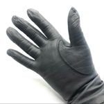 VINTAGE BERMANS GRAY LEATHER WITH BLACK TRIM LINED GLOVES (M) Photo 10