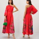 Farm Rio Summer Foliage Scarf Red Maxi Dress Size Large Special Event Photo 6