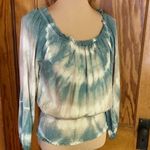 Scrapwork Earthy boho hippie tie dye blouse Tan Size M Photo 5