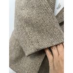 Vintage Women’s Chevron Tweed 100 Percent Wool Beige Blazer One Button Closure Brown Size M Photo 5