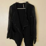 Free People  wool blend hooded Black Gray asymmetric jacket coat Size Small Photo 2