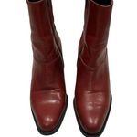 Connie Y2K Mid Calf Red/Maroon Leather Chunky Heel Boots Red Size 7 Photo 3