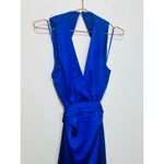 Ramy Brook NWT  Blue Satin Stretch Column Fit Open Back Milan Gown Dress Size 6 Photo 2