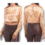 ZARA  satin gold floral crop top Photo 1