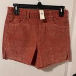 Aerie Women's High Waist Corduroy Cut Off Shorts Salmon Orange Size Small NWT Photo 0