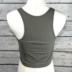 Bozzolo Cropped Tank Top Stretchy Ribbed w Notched V Neckline Olive-M/L Photo 1