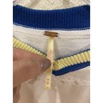 Free People Rio Sweatshirt Womens XS White Blue V Neck Varsity Cropped Pullover Photo 2