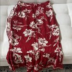 ZARA Red Floral Midi Skirt Photo 3