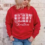 GRACE LILLY BOUTIQUE Merry Christmas Sweatshirt Red Size M Photo 0