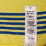 LuLaRoe Women’s Large Yellow w/Blue Stripes Classic Tee Blouse Coastal Comfy Photo 7