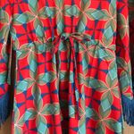 Tracy Negoshian NEW Coverup Felicity Fringed Sleeves Oversized Dress Geometric Photo 5