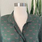 Vintage Jarrod’s Rayon Equestrian Print Button Down Shirt Green Blouse size 14 Photo 4
